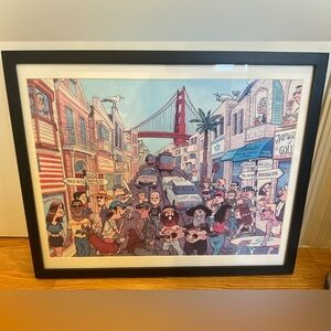 Framed San Francisco Street Art Print in Black Frame